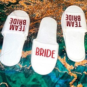 3 pairs of bride/ team bride slippers